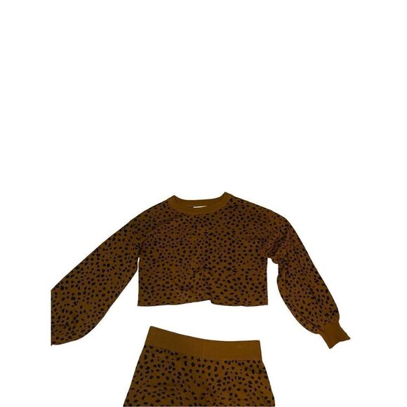 Beach Riot Sandy Short and Ava Top Set Lounge Brown Knit Leopard Print Size Smal - Picture 4 of 6